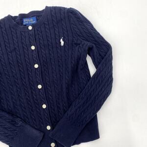 Polo Ralph Lauren navy Blue Cable knit Cardigan Sweater